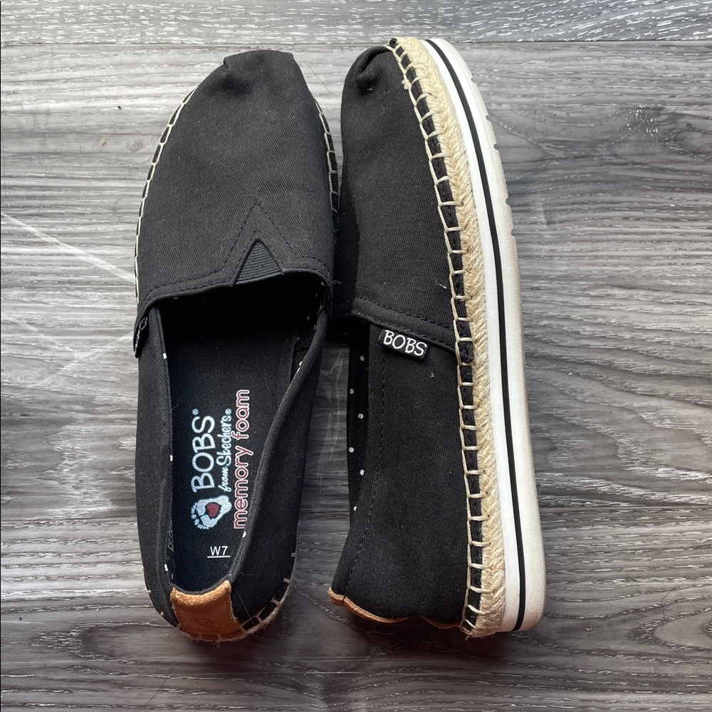 Bobs From Skechers Breeze Memory Foam Plus Espadrille Sneakers Women 7 Black - Picture 3 of 9